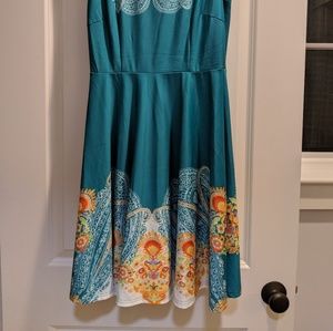Aryeh teal polyester/spandex dress